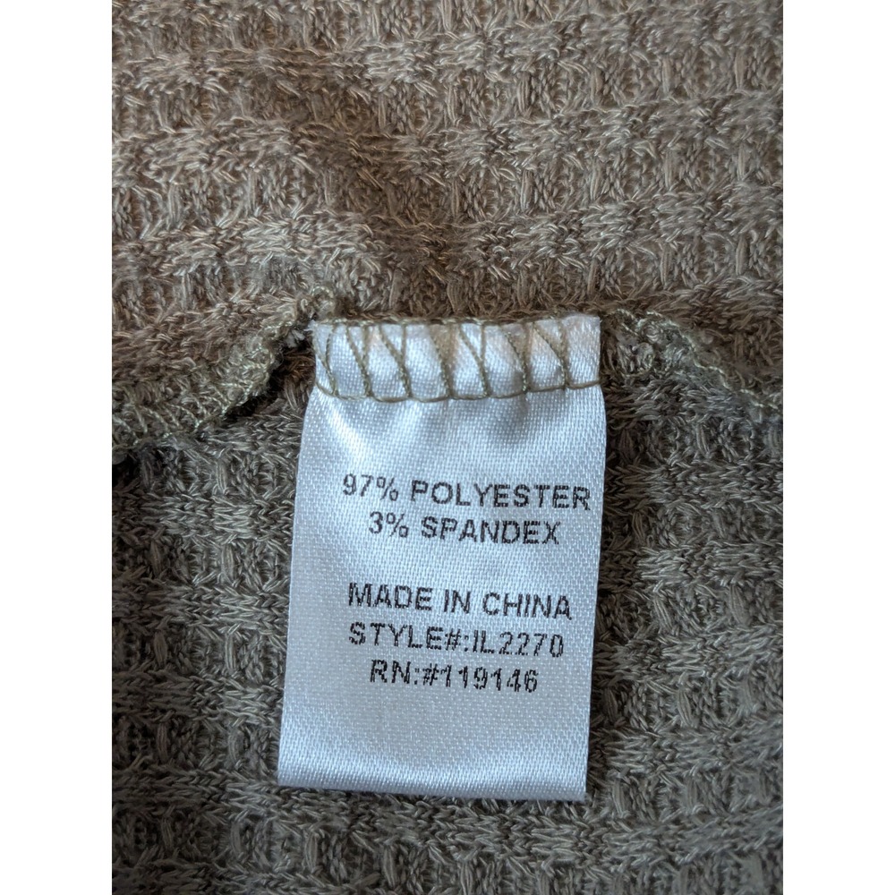In Loom Taupe Waffle Knit Ruffle Long Sleeve Top Size M - Picture 8 of 10
